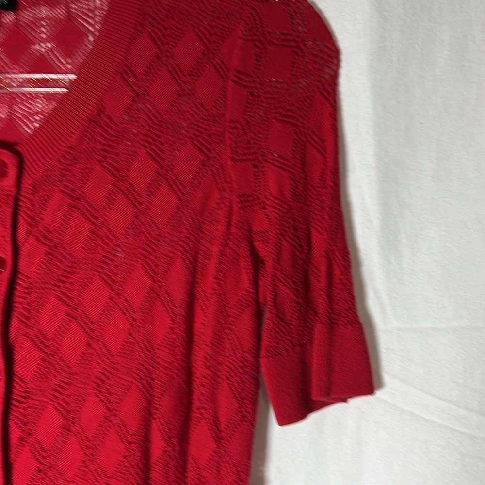 Talbots Size Sp Red Button Down Short Sleeve Card… - image 3
